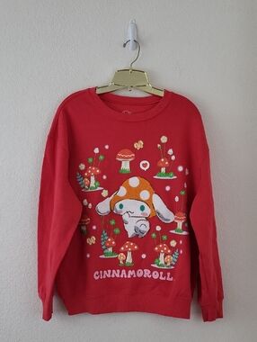 Sanrio Cinnamoroll Mushroom Embroidered Red Sweatshirt SZ L